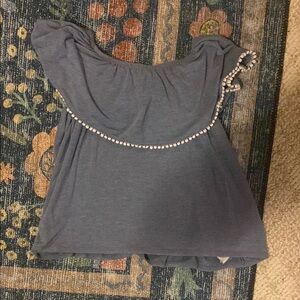 Old Navy Gray Ruffled Embellished Blouse